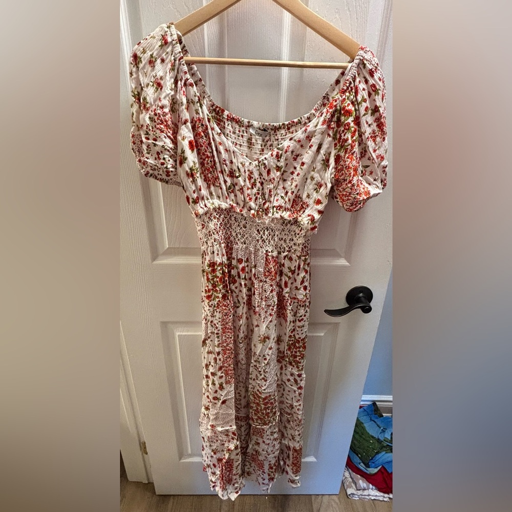 Dex Floral Maxi Dress - Red and White